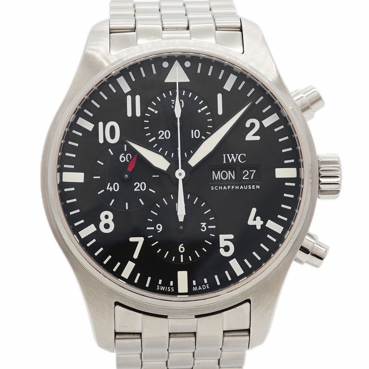 ★最終価格★SALE【6wga0043】IWC アイダブリューシー シャフハウゼン パイロットウォッチ クロノグラフ IW377710 黒文字盤【中古】腕時計 メンズ