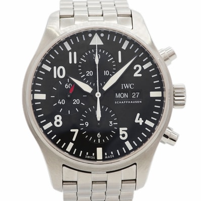 ★最終価格★SALE【6wga0043】IWC アイダブリューシー シャフハウゼン パイロットウォッチ クロノグラフ IW377710 黒文字盤【中古】腕時計 メンズ