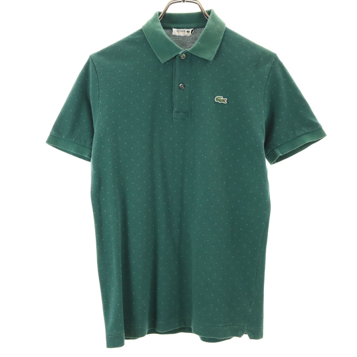LACOSTE ラコステ 日本製 ドット柄 半袖 ポロシャツ 3 グリーン 鹿の子