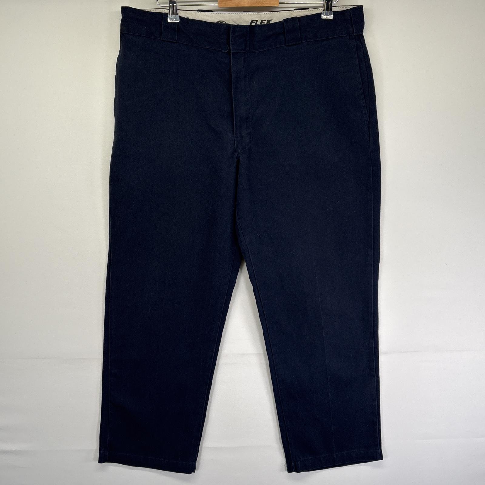 古着 ディッキーズ Dickies ワークパンツ ストレート 874 チノパン ジッパーフライ 作業着 センタープレス w38 L30  ネイビー メンズ