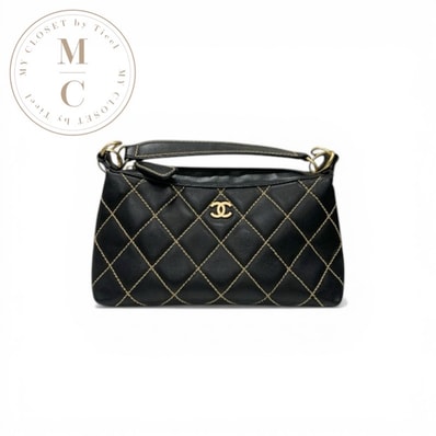 シャネル CHANEL バッグ ショルダーバッグ ブラック ゴールド ワイルドステッチ ココマーク ハンドバッグ