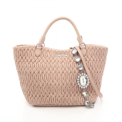 ミュウ ミュウ Miu Miu マテラッセ クリスタル 2WAY ハンドバッグ バッグ レザー レディース ピンク系 【中古】