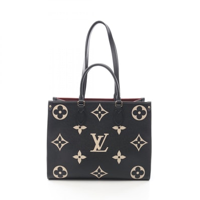 ルイ・ヴィトン LOUIS VUITTON オンザゴーMM モ2WAY トートバッグ バッグ レザー モノグラム・アンプラント ノワール レディース ブラック系 M45495 【中古】