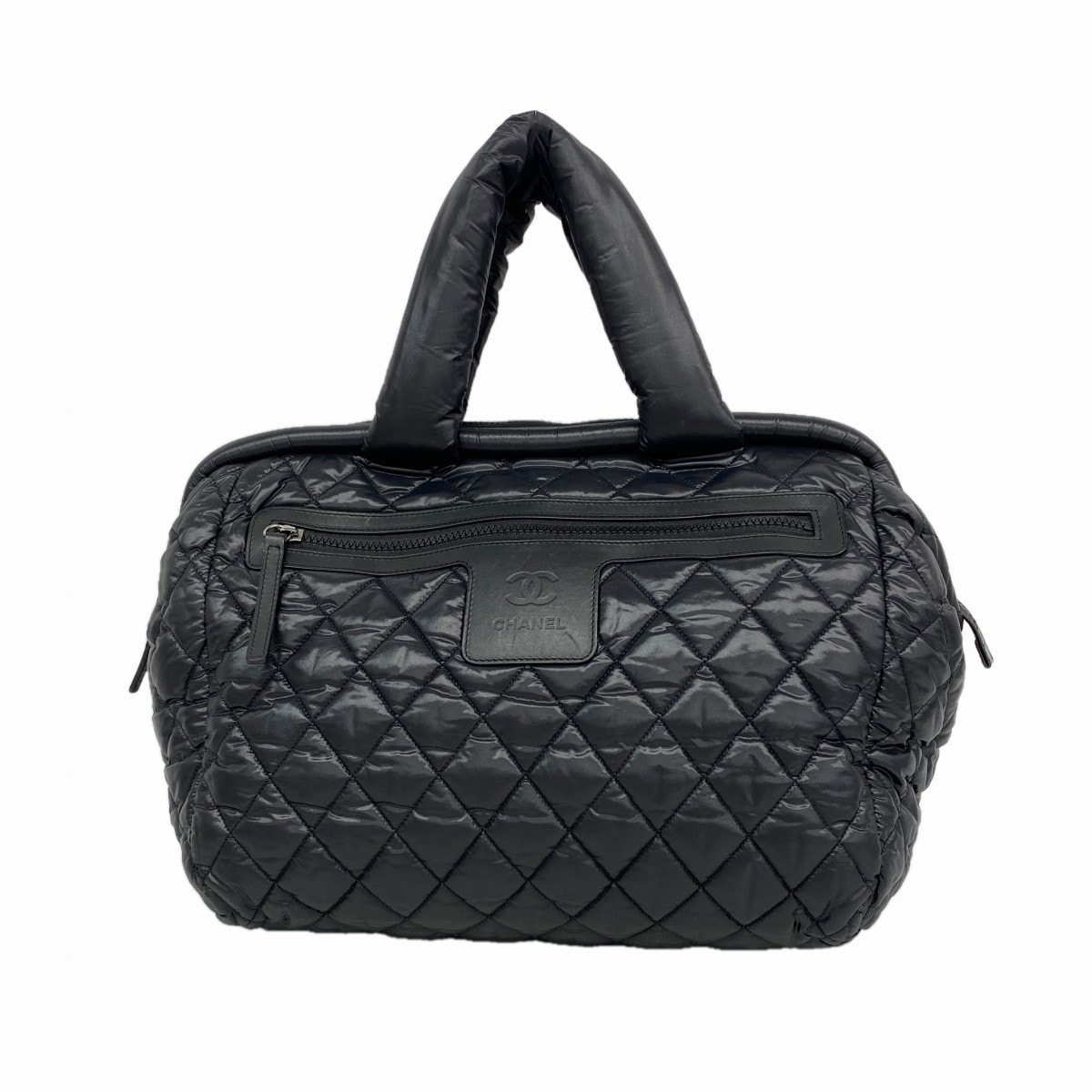 【6gd4847】シャネル ハンドバッグ コココクーン ナイロン ブラック シルバー金具【中古】レディース