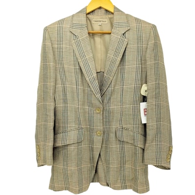 シルク混 グレンチェック 背抜き ツイード 2B テーラードジャケット【1139855074474】