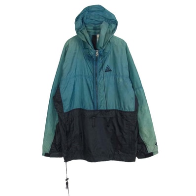 NIKE ナイキ 90s ACG アノラック パーカー ハーフジップ ナイロン ジャケット グリーン系 L【中古】