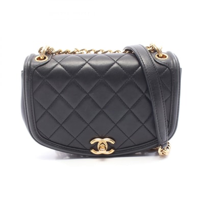 シャネル CHANEL マトラッセ フルフラップ スモール ショルダーバッグ バッグ レザー レディース ブラック系 【中古】
