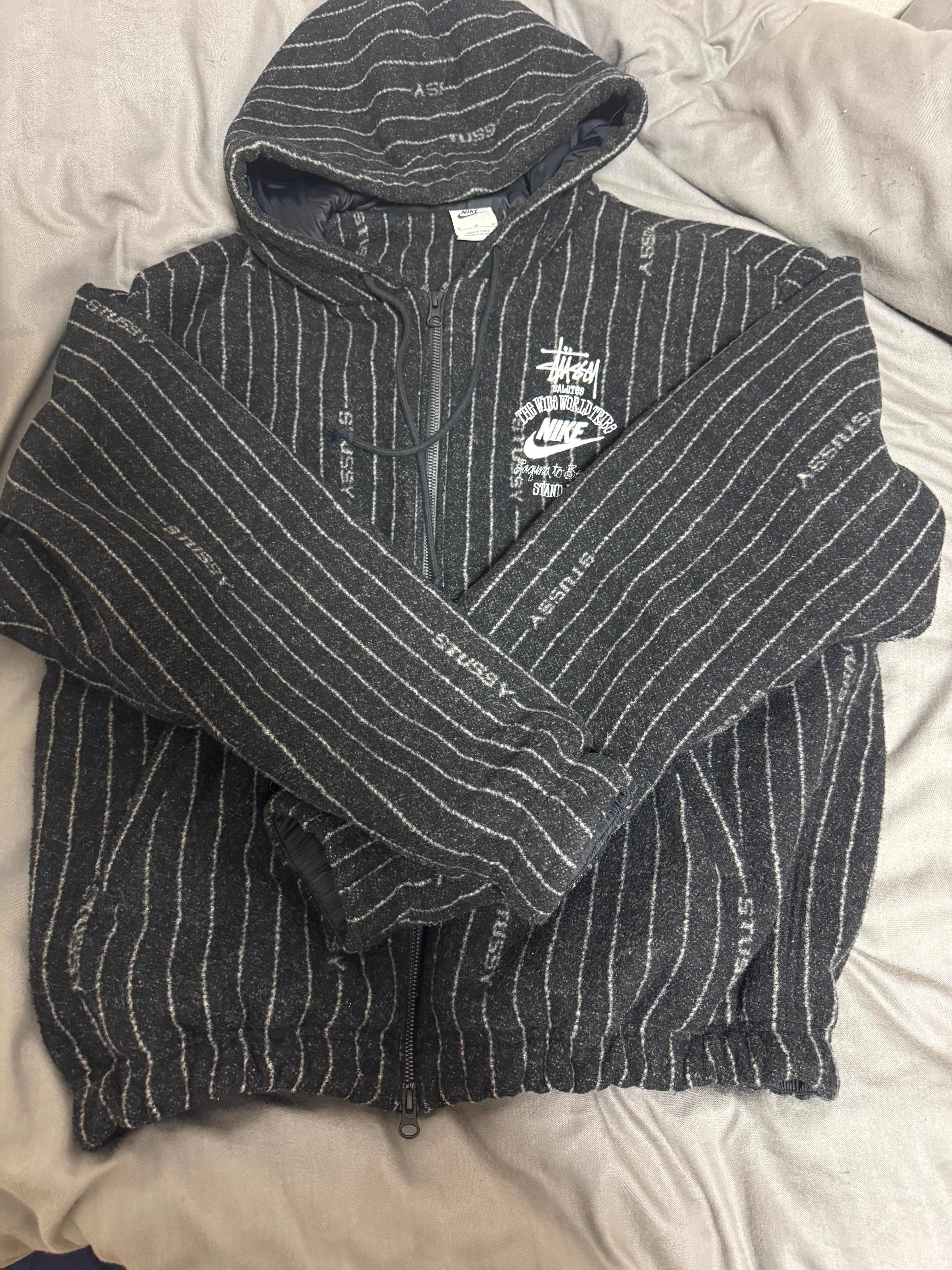 Stussy x Nike Striped Wool Jacket "Black"