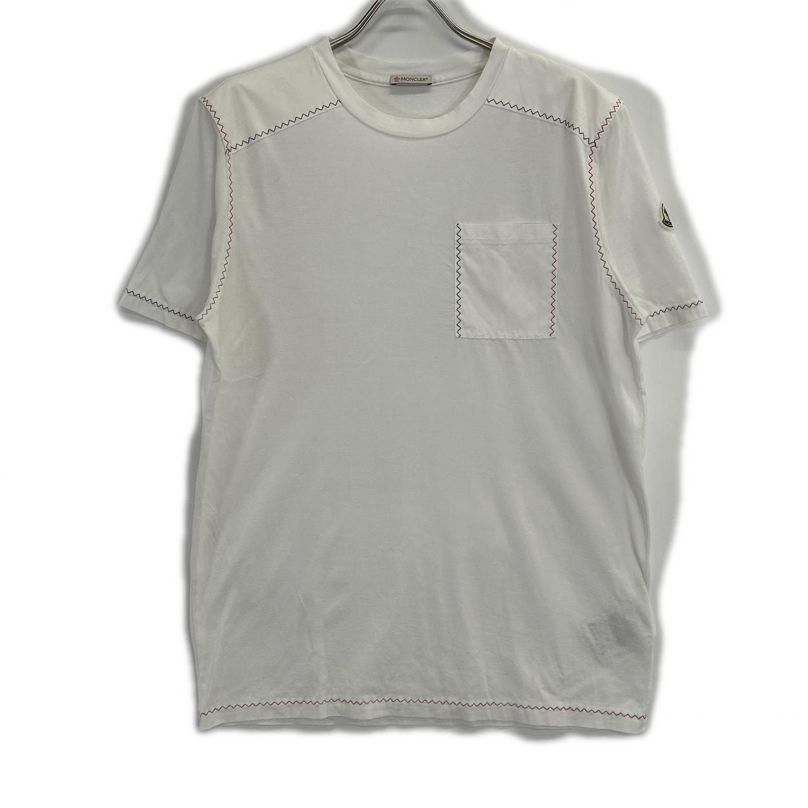 モンクレール 22SS ホワイト SS T-SHIRT トリコロールステッチデザインTシャツ XS