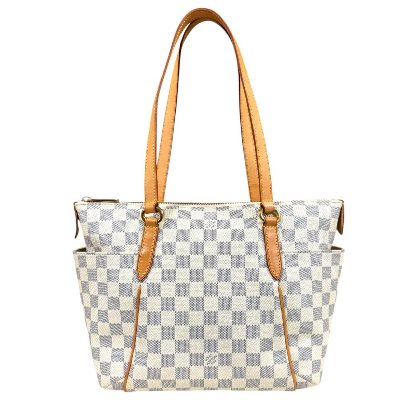 ルイヴィトン トータリーPM ダミエアズール トートバッグ ダミエアズールキャンバス N41280 ホワイト レディース LOUIS VUITTON  中古