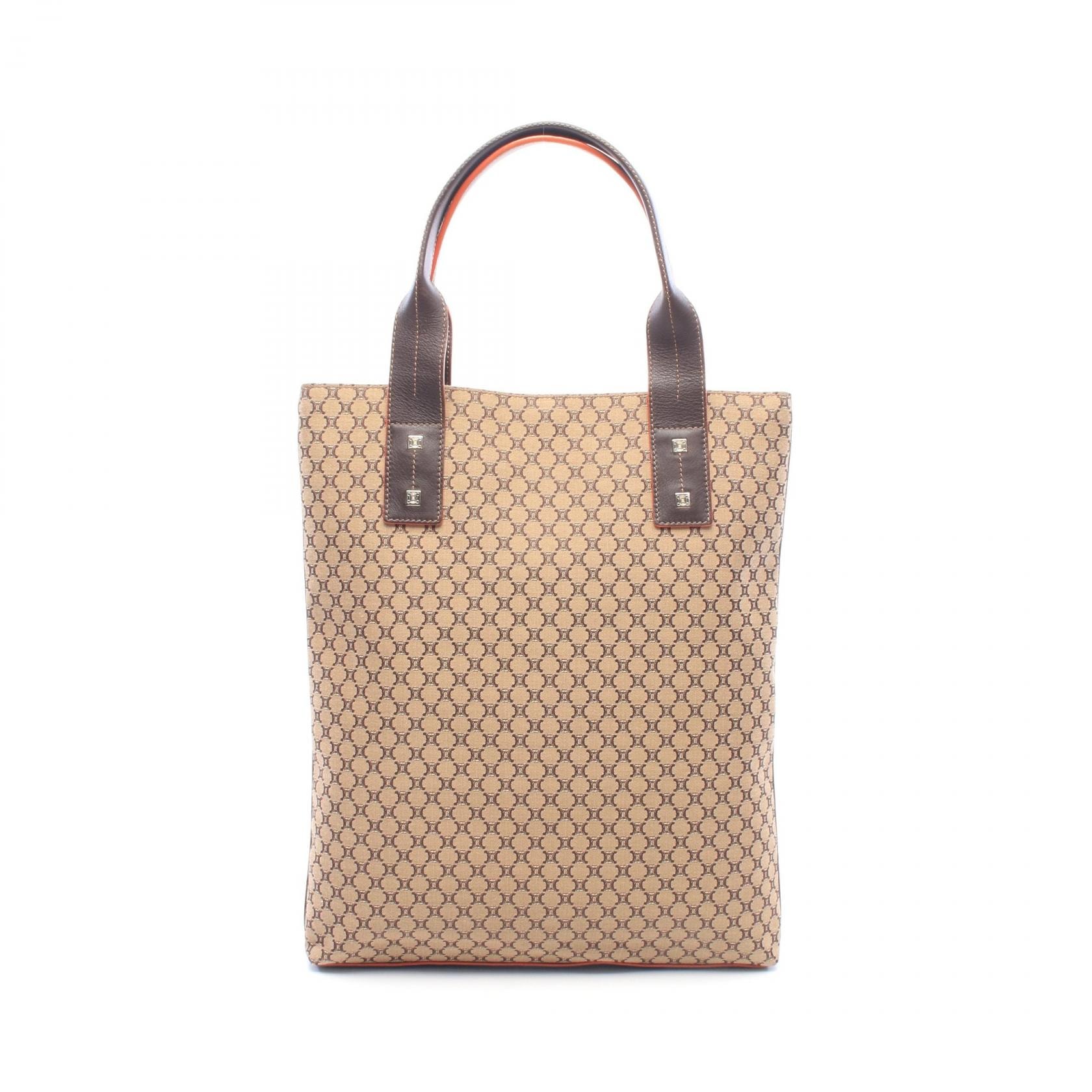 セリーヌ CELINE マカダム トートバッグ バッグ キャンバス レザー レディース ベージュ系 / ブラウン系 【中古】