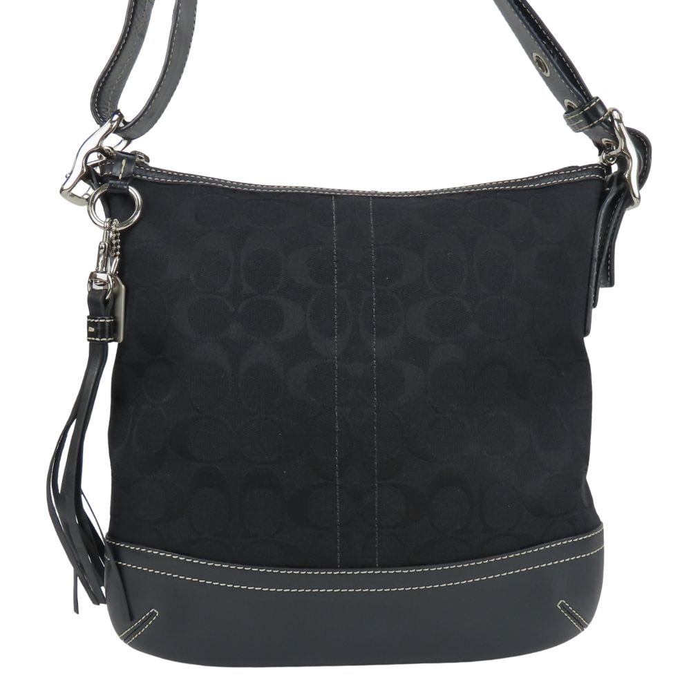 【中古】 コーチ ショルダーバッグ シグネチャー 9362 キャンバス レザー ブラック 2WAY 斜め掛け 肩掛け カジュアル レディース 女性 COACH