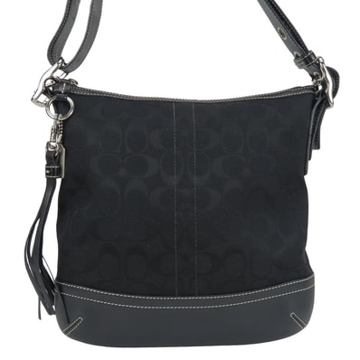 【中古】 コーチ ショルダーバッグ シグネチャー 9362 キャンバス レザー ブラック 2WAY 斜め掛け 肩掛け カジュアル レディース 女性 COACH