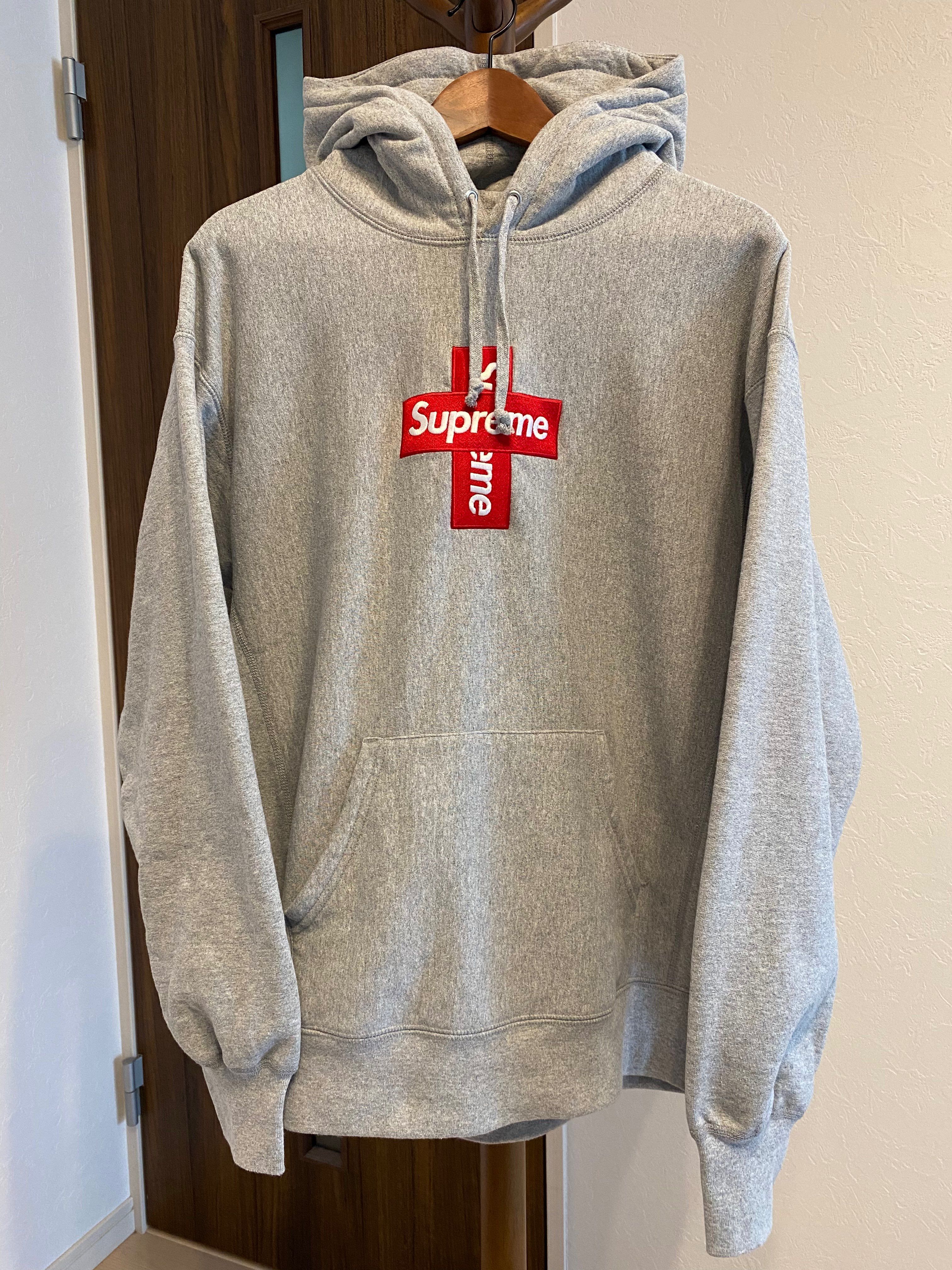 Supreme Cross Box Logo Hooded Sweatshirt "Grey"