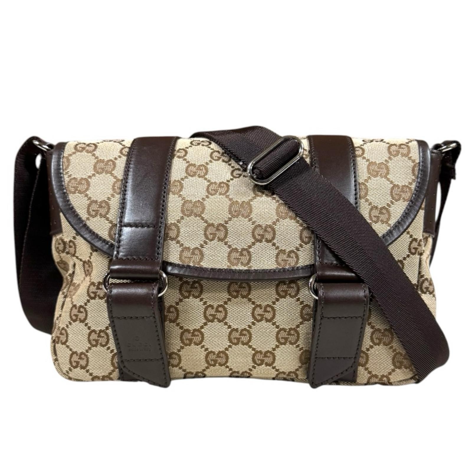グッチ GGキャンバス ショルダーバッグ GGキャンバス 145858 ブラウン レディース GUCCI  中古