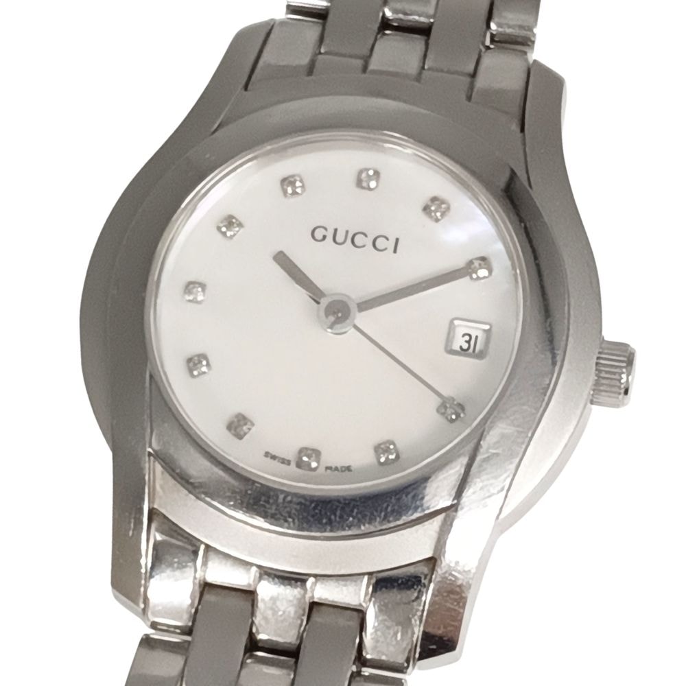 GUCCI グッチ 5500L 11Pダイヤ シェル文字盤 クォーツ 腕時計 C1292