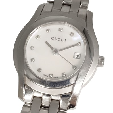 GUCCI グッチ 5500L 11Pダイヤ シェル文字盤 クォーツ 腕時計 C1292
