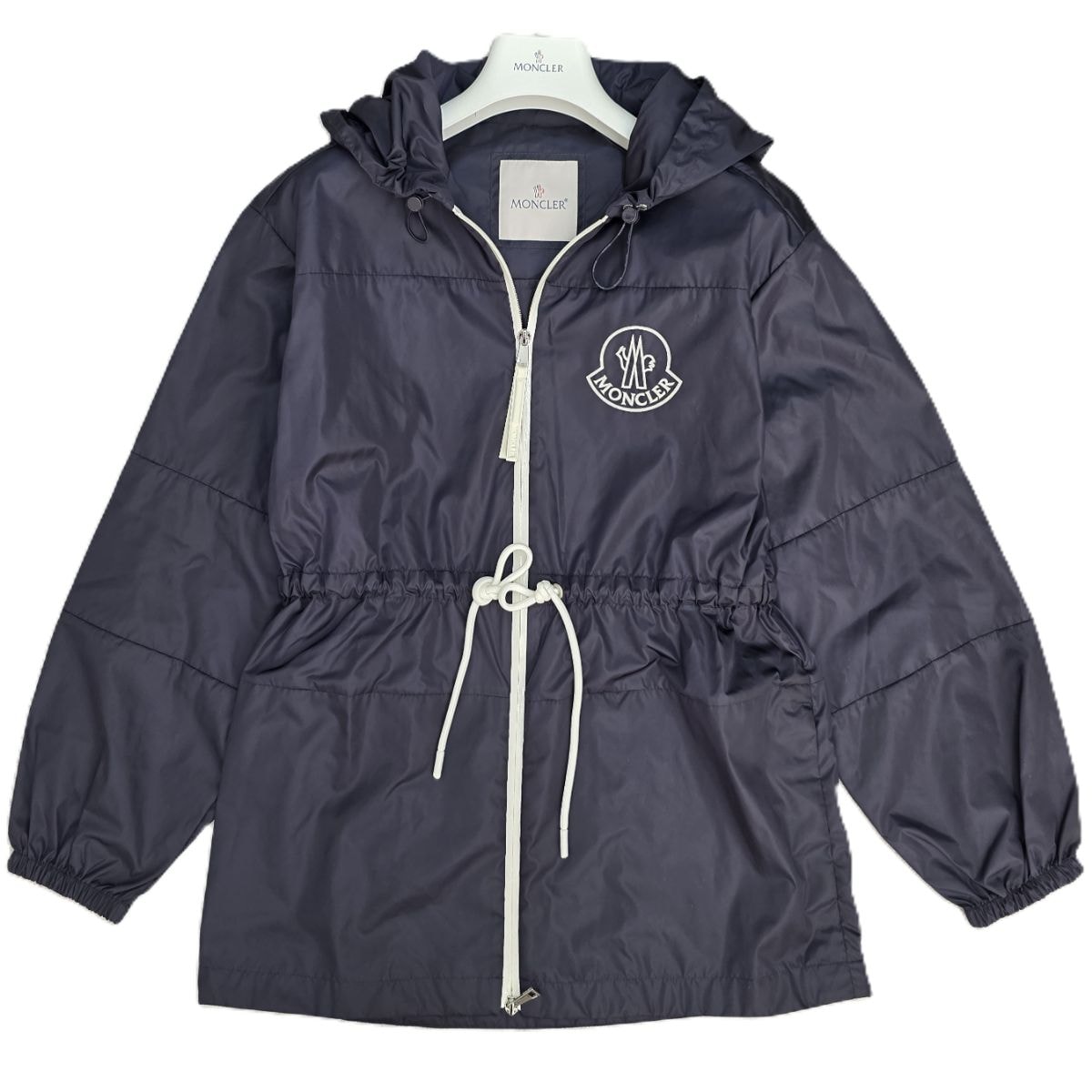 MONCLER モンクレール VEIRADE ヴェイレイド フード付き ロゴ ジップアップ  スプリングコート ナイロンジャケット I10931A00123 S ナイロン ネイビー  レディース【中古】