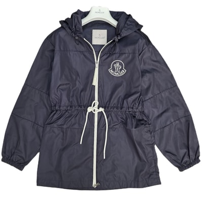MONCLER モンクレール VEIRADE ヴェイレイド フード付き ロゴ ジップアップ スプリングコート ナイロンジャケット I10931A00123 S ナイロン ネイビー レディース【中古】