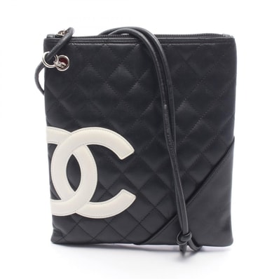 シャネル CHANEL カンボンライン ショルダーバッグ バッグ レザー レディース ブラック系 / ホワイト系 【中古】