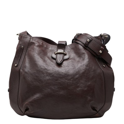 セリーヌ 斜め掛け ショルダーバッグ ブラウン レザー レディース CELINE 【中古】