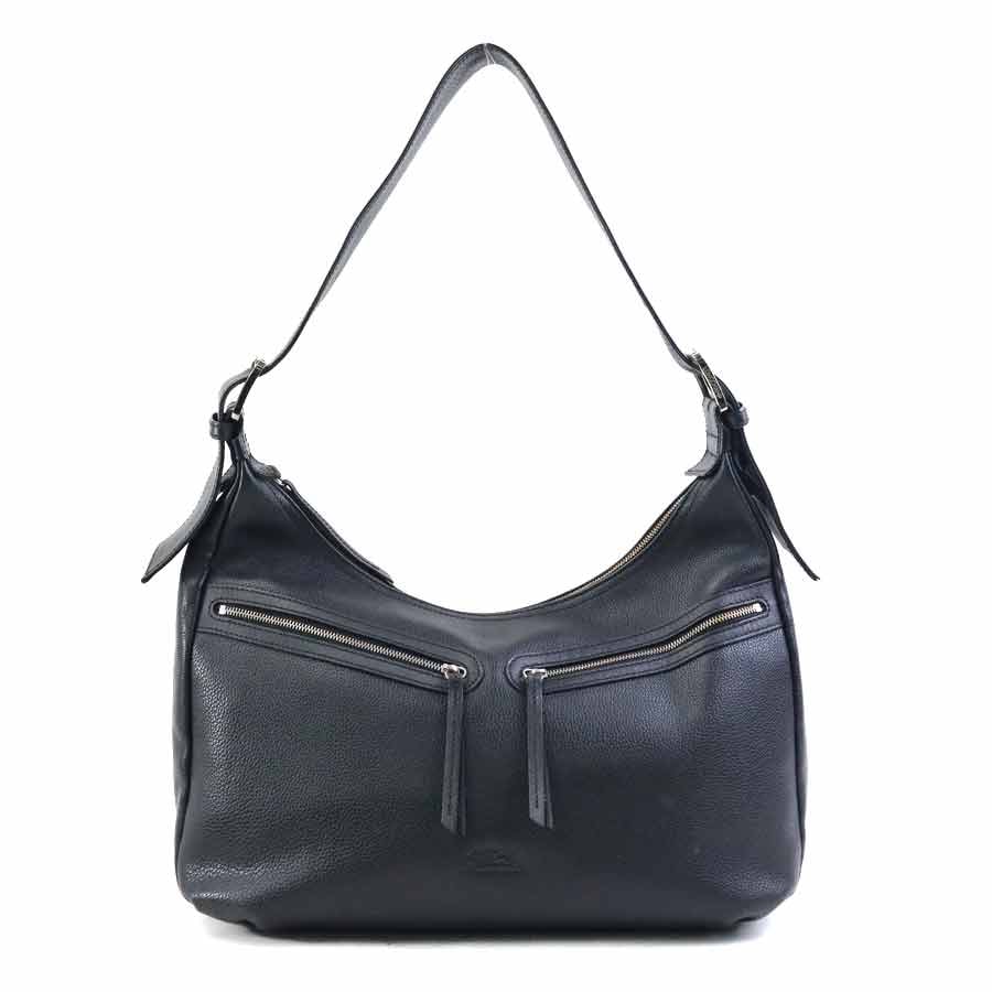 ロンシャン Longchamp ショルダーバッグ レザー ブラック レディース【中古】 h32063k