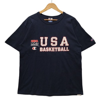 CHAMPION チャンピオン USA BASKETBALL プリント Tシャツ 半袖 ネイビー サイズL 正規品 / 53158