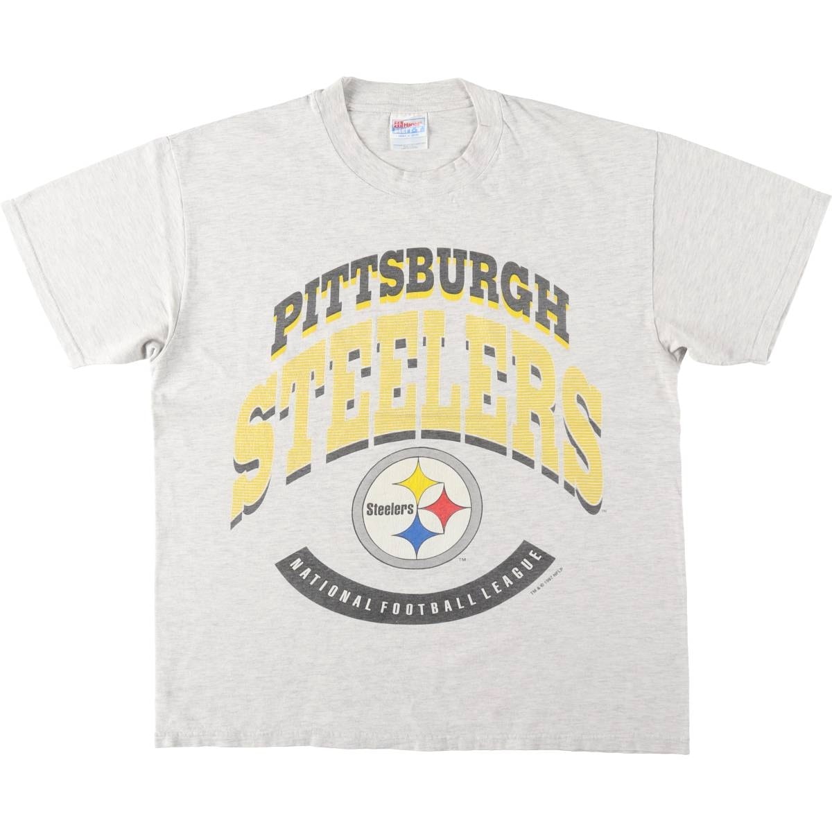 古着 90年代 ヘインズ Hanes BEEFY-T NFL PITTSBURGH STEELERS ピッツバーグスティーラーズ スポーツプリントTシャツ USA製 メンズL相当 ヴィンテージ/eaa661087