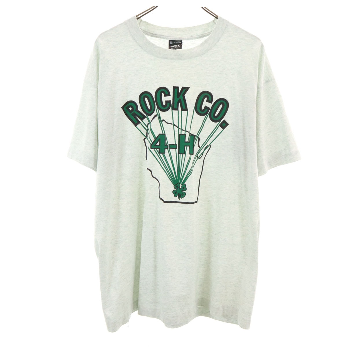 FRUIT OF THE LOOM BEST フルーツオブザルーム ベスト 90s USA製 オールド ROCK CO. 4-H 半袖 Tシャツ XL グレー シングルステッチ