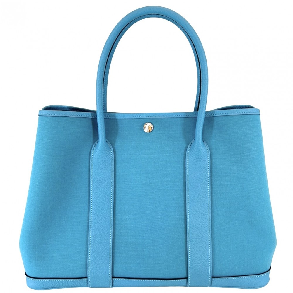 HERMES エルメス ハンドバッグ ガーデンパーティPM トートバッグ 鞄 かばん D刻印 ネゴンダ  トワルオフィシェ   ブルー系 シルバー金具 レディース 美品 2019年【中古品】