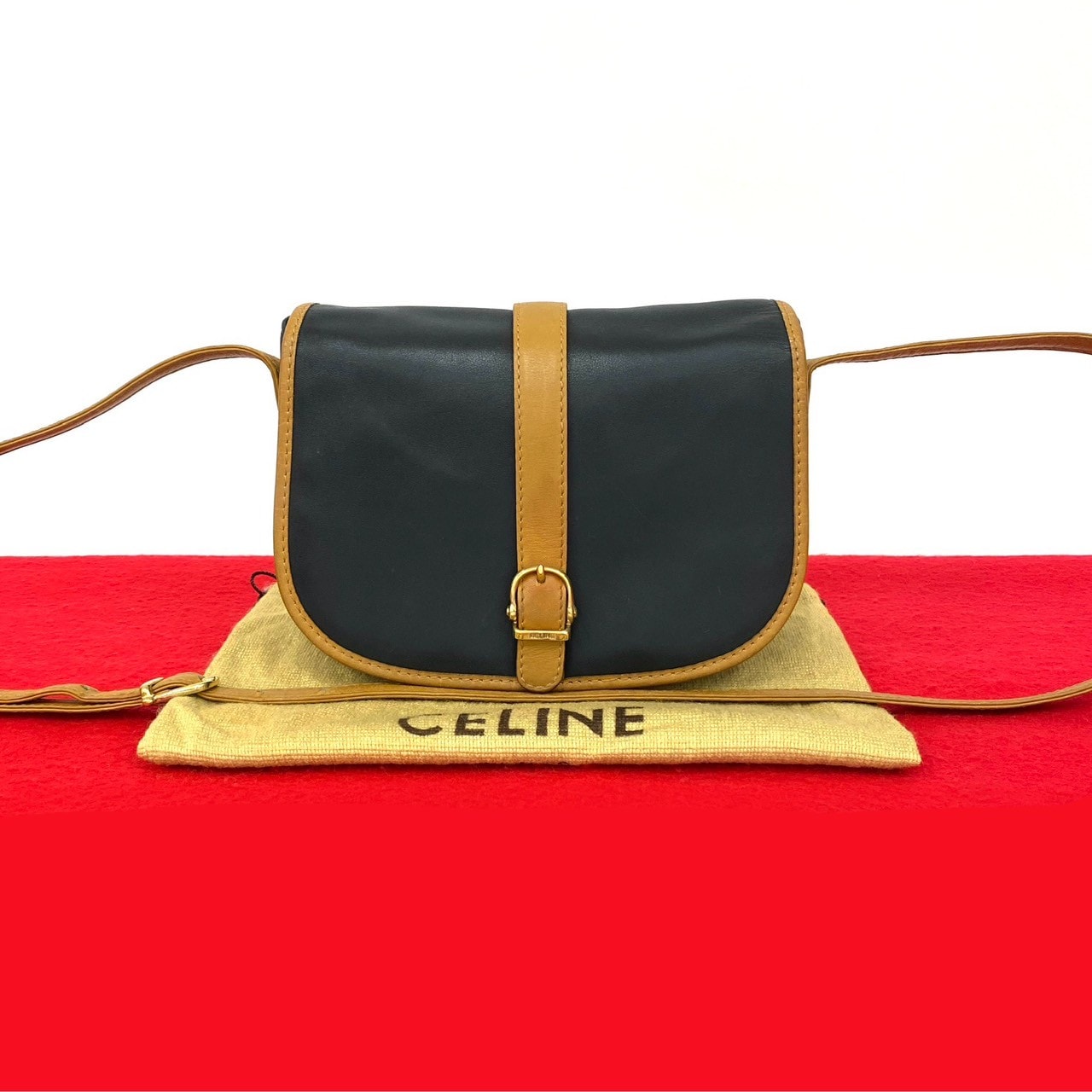 CELINE セリーヌ レザー ショルダーバッグ ブラック
 43355