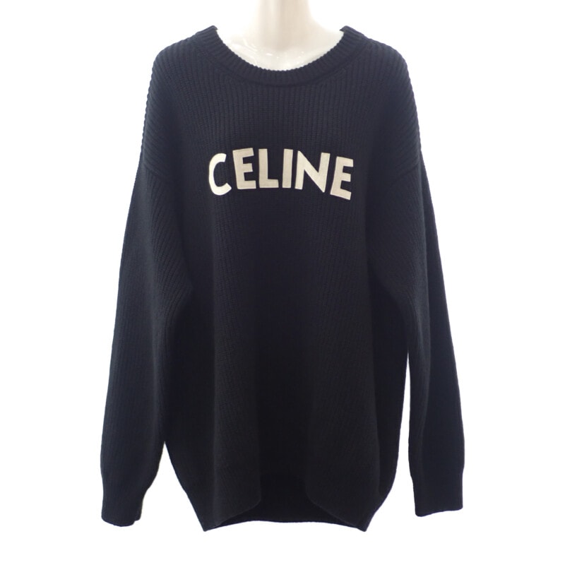 セリーヌ CELINE オーバーサイズ S 2A19R423P.38NO セーター ウール ブラック レディース【中古】【Aランク】