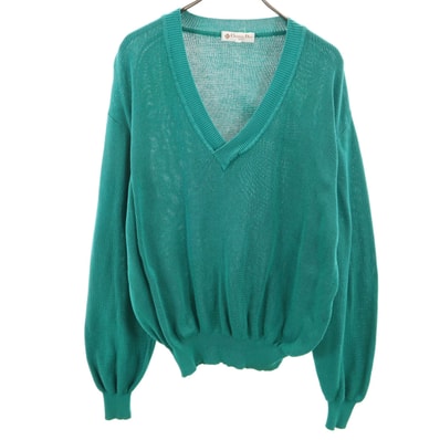 Christian Dior SPORTS クリスチャンディオールスポーツ 90s オールド 長袖 Vネック ニット L エメラルドグリーン