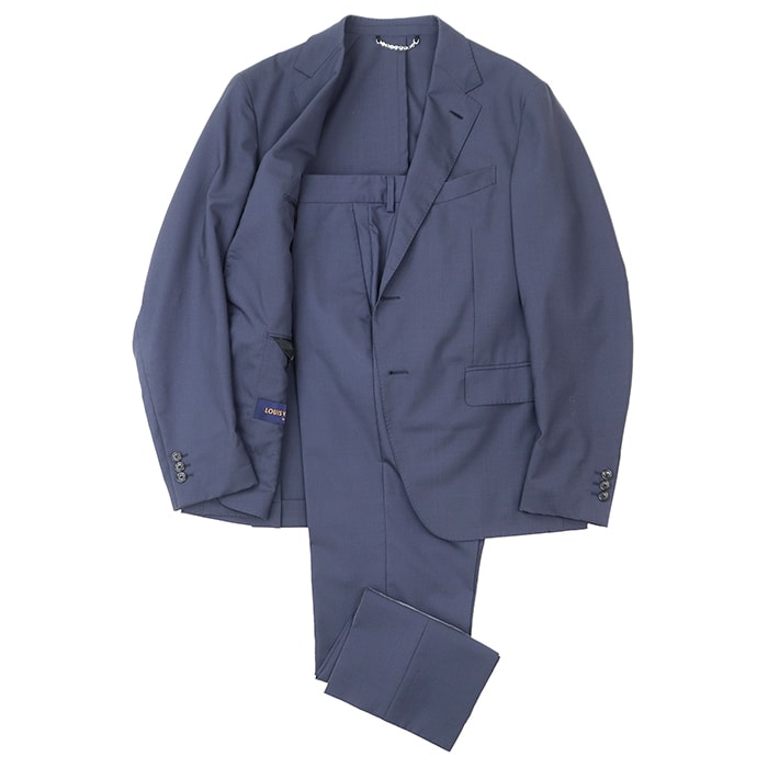 【美品】LOUIS VUITTON ルイ・ヴィトン スーツ サイズ 50/40 メンズ 2019SS ジャケット スラックス ウール × モヘア テーラード 2B ノッチドラペル サイドベンツ ストレッチ ダークブルー 青 イタリア製