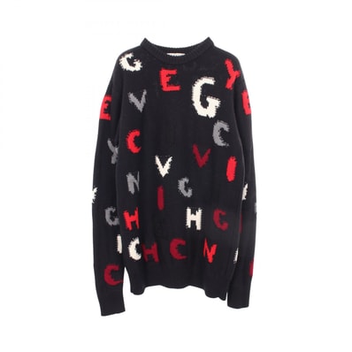 ジバンシィ GIVENCHY ロゴ クルーネック ニット 衣料品 トップス ウール レディース ネイビー系 / マルチカラー 【中古】
