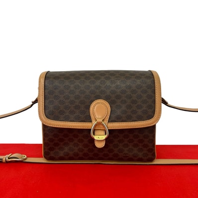 CELINE セリーヌ マカダム ブラゾン トリオンフ レザー PVC ショルダーバッグ ブラウン
36300