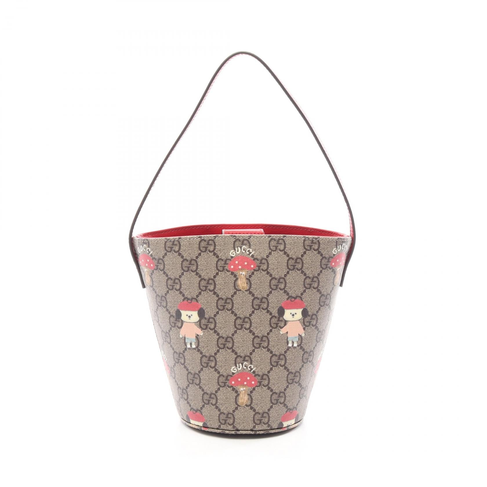 グッチ GUCCI GUCCI × キム スンヨン チルドレンズ バケットバッグ キッズ ハンドバッグ バッグ PVCコーティングキャンバス レザー レディース ベージュ系 / レッド系 / マルチカラー 752356 【中古】