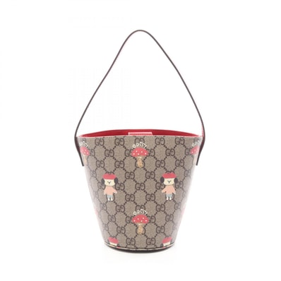 グッチ GUCCI GUCCI × キム スンヨン チルドレンズ バケットバッグ キッズ ハンドバッグ バッグ PVCコーティングキャンバス レザー レディース ベージュ系 / レッド系 / マルチカラー 752356 【中古】