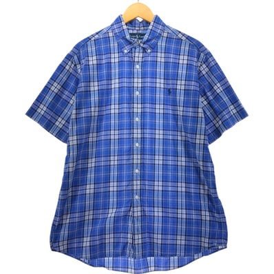 古着 ラルフローレン Ralph Lauren CLASSIC FIT 半袖 ボタンダウン チェックシャツ メンズL相当/eaa553857