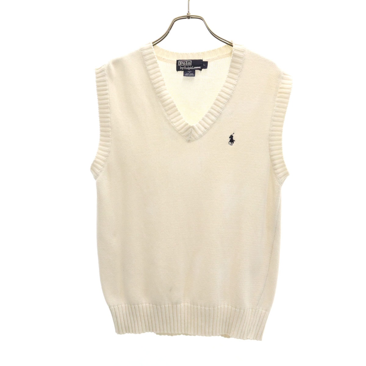 Polo by Ralph Lauren ポロバイラルフローレン Vネック ニットベスト L アイボリー