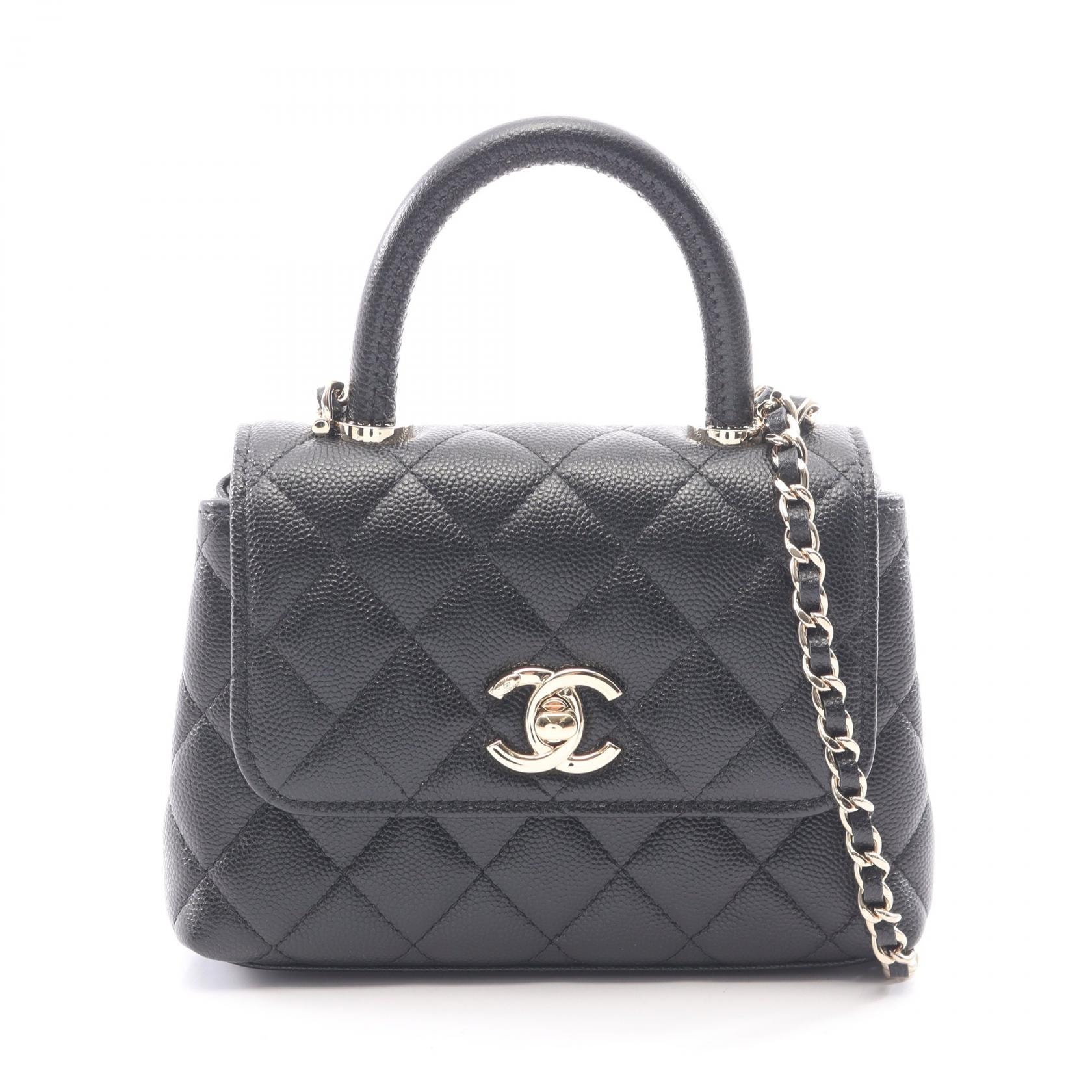 シャネル CHANEL ココハンドル ミニマトラッセ 2WAY ショルダーバッグ バッグ キャビアスキン(グレインドカーフ) レディース ブラック系 AP4244 【中古】