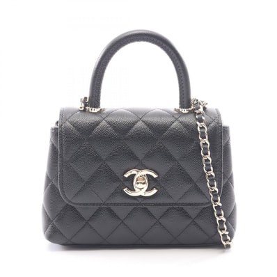 シャネル CHANEL ココハンドル ミニマトラッセ 2WAY ショルダーバッグ バッグ キャビアスキン(グレインドカーフ) レディース ブラック系 AP4244 【中古】