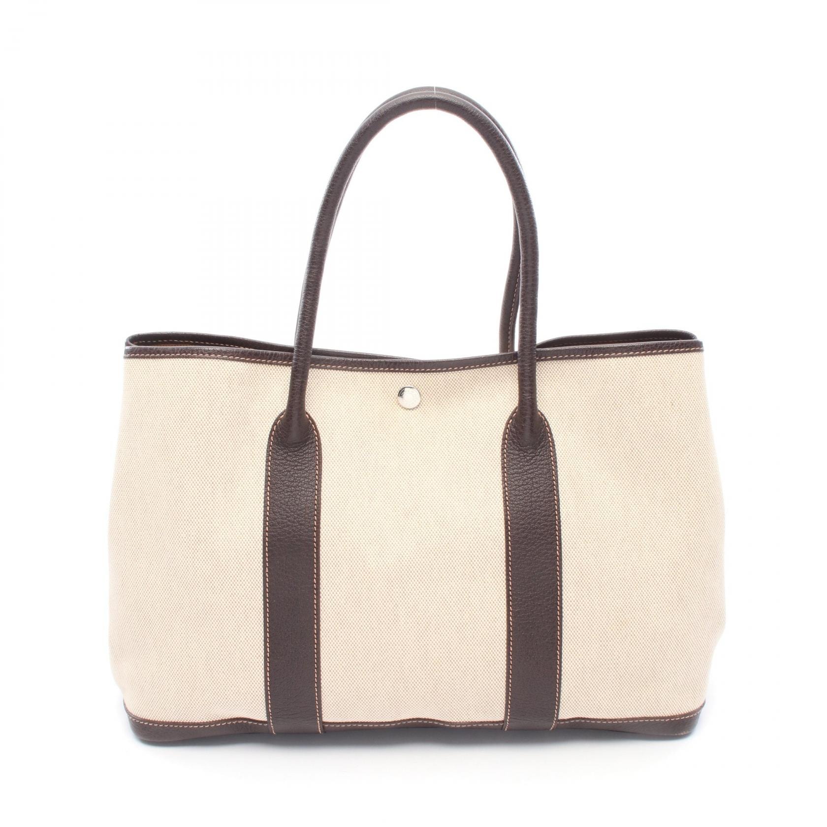エルメス HERMES ガーデンパーティPM トートバッグ バッグ レザー トワルアッシュ トワルアッシュ ベージュ □G刻印(2003年製造) レディース ベージュ系 / ブラウン系 【中古】