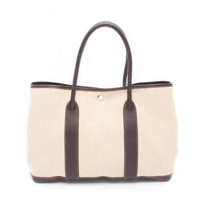 エルメス HERMES ガーデンパーティPM トートバッグ バッグ レザー トワルアッシュ トワルアッシュ ベージュ □G刻印(2003年製造) レディース ベージュ系 / ブラウン系 【中古】