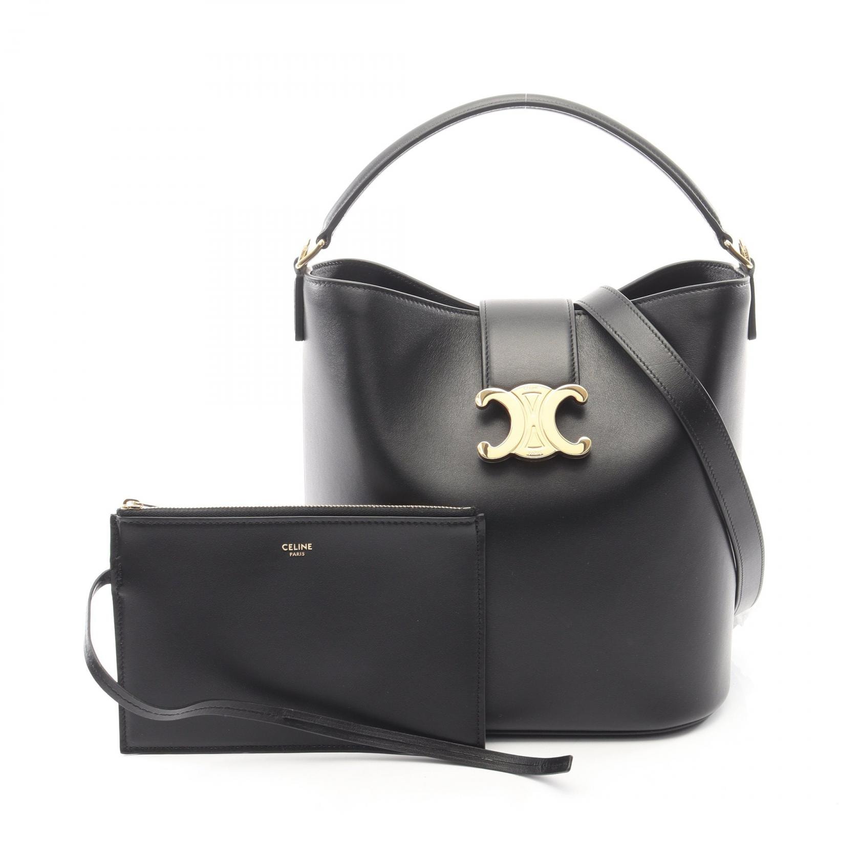 セリーヌ CELINE ミディアム ルイーズ バケット ハンドバッグ バッグ レザー レディース ブラック系 116613FX938NO 【新品】