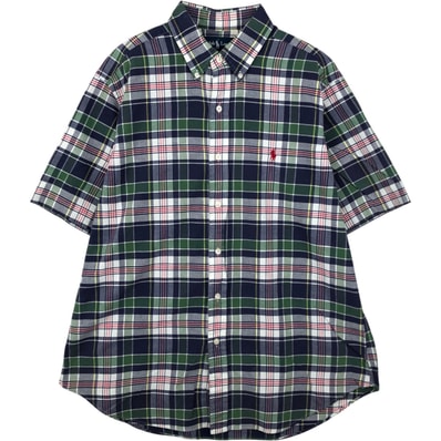 古着 ラルフローレン Ralph Lauren CLASSIC FIT クラシックフィット 半袖 ボタンダウン チェックシャツ メンズL相当/eaa641174