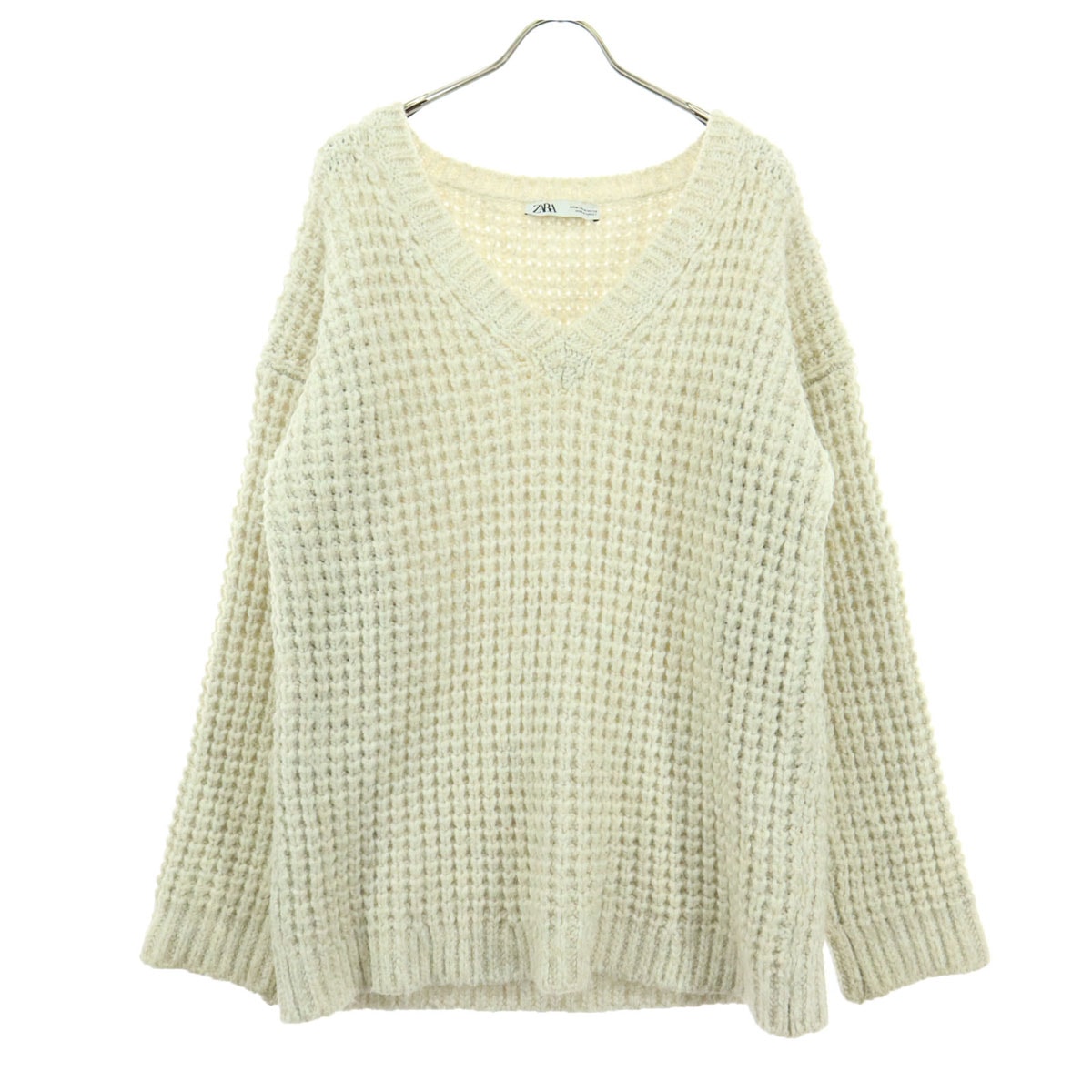 ZARA ザラ 長袖 Vネック ニット M アイボリー