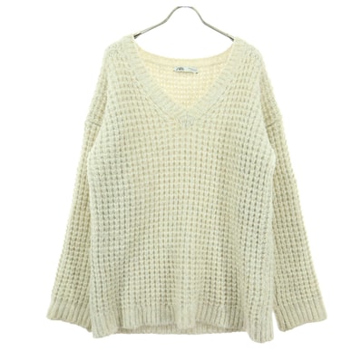 ZARA ザラ 長袖 Vネック ニット M アイボリー