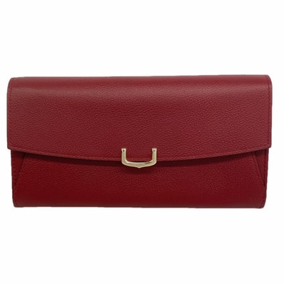 【6ie7378】カルティエ 長財布 Cドゥカルティエ レザー ボルドー シャンパンゴールド金具【中古】レディース