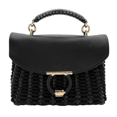 Salvatore Ferragamo サルヴァトーレフェラガモ マーゴット ガンチーニ金具 ハンドバッグ 2WAYショルダーバッグ トップハンドル レザー メタル ブラック レディース 【中古】